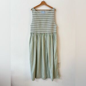 Sleeveless Midi Dress in Soft Sage Stripe